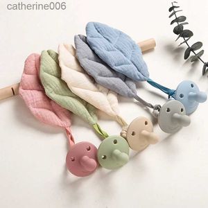 Pacifiers# 2 PCS Cotton Linen Baby Pacifier Chain With Infant Food Grade Silicone Dummy Holder Teething Toys Nipple Holder for Baby FeedingL231104