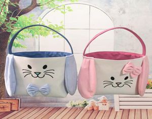 Party Supplies Easter Bunny Tote Bucket Candy Eggs Bag Rabbit Basket Lovely Bow Festival Decoration for Child Gift8914458