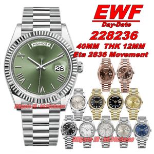 Orologi EWF Factory 228236 Data 904L 40mm Eat2836 Orologio automatico da uomo con quadrante verde zaffiro, bracciale in acciaio inossidabile, orologio da polso da uomo