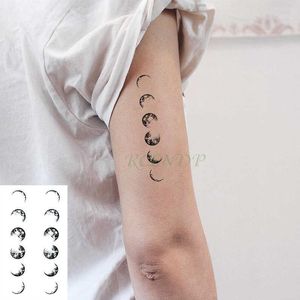 5 STÜCK Temporäre Tattoos Wasserdicht Temporäre Tätowierung Aufkleber gebogene Mondfinsternis Tatto Flash Tattoo Fake Tattoos für Männer Frauen Z0403