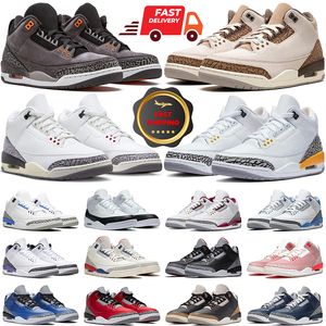 3s mężczyźni Women Jumpman 3 Buty do koszykówki strach Pakiet biały cement Lucky Green Cardinal Red Unc Free Line Varsity Racer Blue Court Purple Mens Treakers