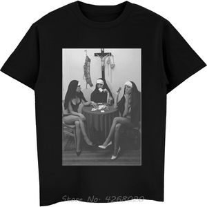 Mens TShirts Nuns Naked Playing Card Smoking Funny Men Unisex Brand Clothing Fashion Man Cotton O Neck Tops Shirt 230404