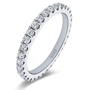 Solitaire Ring Iogou 2mm D Color Wedding Band Original 925 Sterling Silver White Gold Stapble Rings Women Girl Wholesale 230403