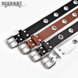 Belts Best YBT Women's Belts for Jeans Alloy Pin Buckle Belt Punk New Fashion Simple Hollow Decorative Strap Female Belts Z0404