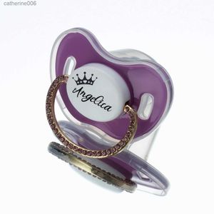 Pacifiers# MIYOCAR bling Custom baby pacifiers with name Adorned with Elegant Purple Rhinestones for boy girl personalized baby shower giftL231104