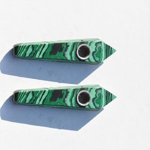 wholesale 10cm Green Malachite Quartz Smoking Pipe Crystal Stone Wand Point Tobacco Pipes With white gift box