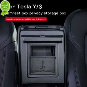 Nowe ukryte pudełko do przechowywania Tesli Model 3 Y 2022 Organizator konsoli środkowej Auto podłokietnikowy Modyfikacja wnętrza samochodu