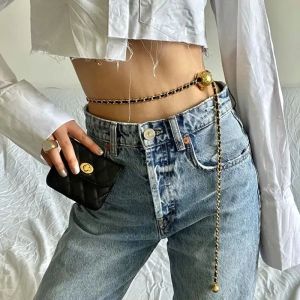 Women Vintage Sheepskin Brand Ball Necklace Waistband Decorative Marked Letter Gold Link Waist Chain Belt G231149PE-3 party