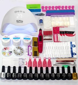 Anicure Set Choose 1210 Colors Gel Polish Base Top Coat Nail Kit 24w48w54w Uv Led Lamp Electric Manicure Handle Art4168635