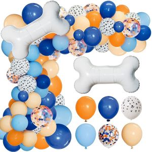 Other Event Party Supplies 117Pcs Dog Paw Balloons Arch Garland Blue Orange White Paws Air Globos Bone Foil Balloon for Baby Shower Birthday Decor 230404