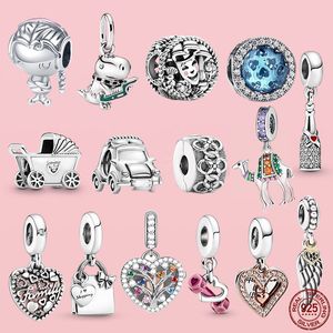 925 Silver Fit Pandora Original Charms Diy подвесные женские браслеты бусинки подвески кофейная чашка маски детская коляска сердце