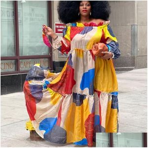 エスニック衣類ローブアフリカのファムゆるいセクシーなデジタル印刷ドレス女性プラスサイズkaftan mujer vestido maxi nigerian dop