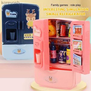 Kitchens Play Food Mini Double Door Refrigerator Girl Toys Simulation Pretend Play Kitchen Kids Toys Accessories Role Play Gift Toys for ChildrenL231104