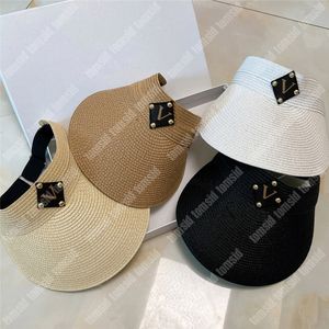 Visiere firmate intrecciate in erba Berretto di lusso da donna Visiera alla moda in paglia da uomo Fibbia in pelle casual Cappello da spiaggia estivo per le vacanze