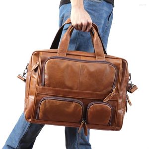 Briefcases JOGUJOS Genuine Leather Men Briefcase Business Tote Laptop Handbag Shoulder Crossbody Bag Men's Handbags Travel
