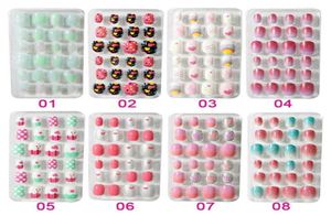 24PCSLot Snoep Valse Nagel Tips Druk Op Kinderen Cartoon Volledige Cover Kid Lijm Zelf Fake Nail Art voor Meisjes manicure Tips T3457463932