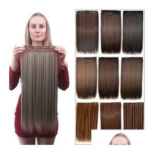 Clip In/On Hair Extensions 24 Mti-Colored Five Clips In Pieces Straight Smoothy Heat Resistant Synthetic Drop Delivery Products Dhtbl