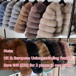 Maomaokong Fashion Natural Real Fox Fur Coat Women Winter Warm Luxury Fur Jacket Plus Size Outwear Female Vest Coats Beige