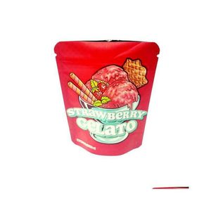 Verpackungsbeutel Großhandel Gelbes Gelato 3 5 Gramm Mylar-Beutel Wiederverschließbarer trockener Kräuterblumen-Reißverschlussbeutel für Süßigkeiten-Snack-essbare Verpackung S D Dhbne