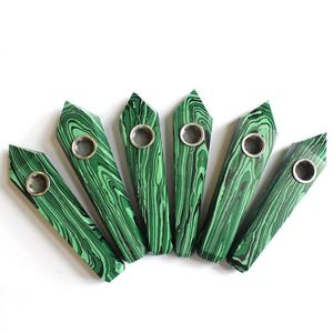 10cm Green Malachite Quartz Smoking Pipe Crystal Stone Wand Point Tobacco Pipes With white gift box