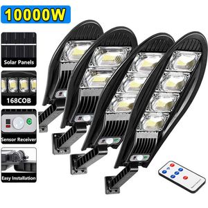 Iluminação de novidades 10000W Atualizada 168LED SOLAR RUA LIGHT LUZ AO LEDO DE ARGULHO ABAIXO PARA PARELA DE PAREDE DE JARDIMA Lâmpada solar de ângulo ajustável embutido 10000mAh P230403