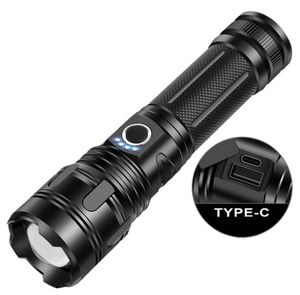 Brighest XHP50 LED Flashlight Mini USB Torch Rechargeable Zoom Fishing Lantern Powerful Tactical Flash Light Camping Lamp