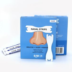 Sleep Masks 30pcs Box Transparent Nasal Strips Stop Snoring Patch Better Breath To Not Snore Anti snoring Aid Snoring prevention 230404