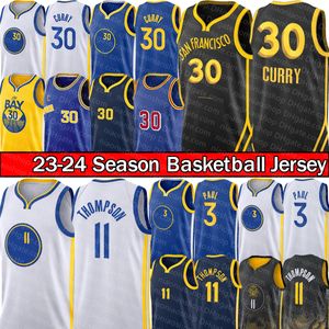 Stephen Curry 30 Klay Thompson 11 Warriores Basketball Jersey Chris Paul 3 Draymond Green 23 Men 2023-24 City Gold Black Blue Stitched Kids Youth Jerseys Shirt