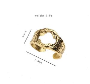 2COLOR 18K Gold Brand Letter Band Rings For Men Mulheres designer de moda Simples anel de metal Acessórios para joias do presente