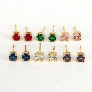 Studörhängen 10pairs trendiga runda ovala form Micro Pave CZ Dainty Minimalist Studs Gold Color Copper Jewelry