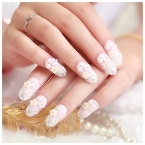 False Nails Wedding Bride Press-on Nail Long Lasting White Short Round Artificial For Extension Suit Matching