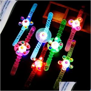 Novelty Games Novelty Games 1Pcs Children S Luminous Wrist Band Manual Rotating Soft Flash Gyro Bracelet For Kids Led Cartoon Lights G Dhumv