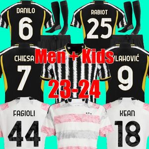 3xl 4xl Player Soccer Jerseys 2023 2024 Home Away Away Milik Di Maria Vlahovic Kean Pogba Chiesa McKennie Locatelli футбольные рубашки Мужские детские футбольные рубашка форма