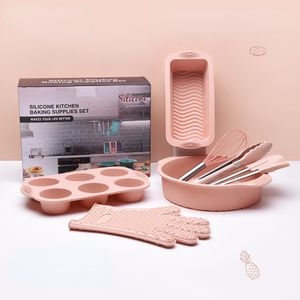 Set da 8 pezzi da forno in silicone antiaderente per torte, teglie per biscotti, stampi per vassoi per forno