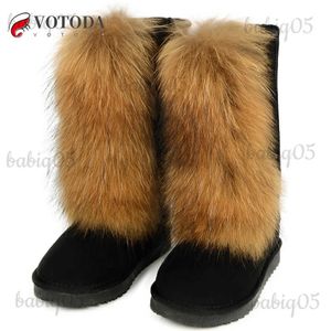 Модные женские зимние пушистые меховые туфли на плоской подошве до колена с плюшевой подкладкой, сексуальные женские теплые зимние сапоги T231104