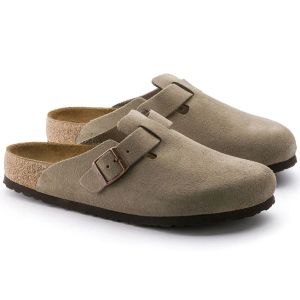 Boston tamancos chinelo designer sliders mulheres mule cortiça plana sapato casual tazz camurça plataforma de couro genuíno verão luxo homens praia piscina sandália pele tazz slide senhora caixa