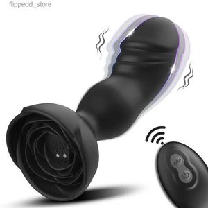 Other Massage Items Adult Products Remote Control Rose Soft Silicone Rear Court Anal Plug Female Vibrating Masturbator Toy Vaginal G-spot Stimulator Q231104