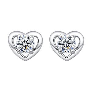 Earrings studs students love heart zircon diamond white gold earrings studs girlfriends wedding jewelry birthday gifts