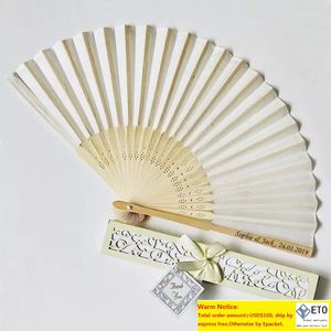 Party Favor 30 PCS spersonalizowany grawerowany luksusowy jedwabny fan ręki w eleganckim lasce z pudełkiem na prezenty Lasercut Party Favorswedding Prezentowanie