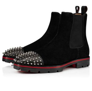 Berühmte Männer Marke Melon Spikes Stiefeletten Schwarz Kalbsleder Plattform Sohle Gentleman Martin Booty Party Kleid Motorrad Boot EU38-46 mit Box