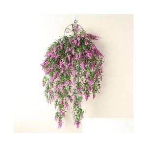 Dekorative Blumenkränze Großhandel Künstliche Blumenrebe 80 cm lang Lavendel Glyzinie Hängendes Rattan für Heimdekorationen Drop D Dhgeg