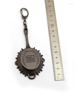 Keychains playerunknown039s Battlegrounds Keychain Pubg Metal Black Pan Key Chain Ring Holder Portachiavi Porte Clef Men Jewelr7055275