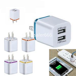 5V 2.1A EU US AC Home Travel Wall Charger Power Adapter Plugs för iPhone 12 13 14 15 Samsung S23 S10 Obs 10 HTC S1