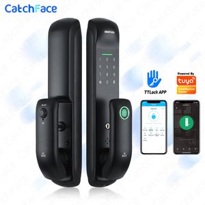 Smart Lock Electronic Fingerprint Biometric Frosted Panel Digital Smart Door Lock WiFi TUYA or TTLock APP Password IC Card Security 230404