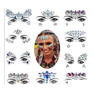 Confezione regalo Sirena Viso Gioielli Adesivi con strass Accessori per costumi Gemma Occhio di Halloween Olografico Grosso cristallo Rave Body Party M Dhxw7