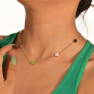Chains Fashion Necklace Female Personality All-Match Drop Nectarine Heart Pendant Simple Multicolor Accessories