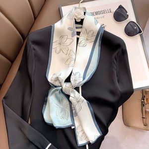 Sarongs Silk Printing Fashion Scarf Fashion Hair Belt Lady Beautiful Decorate Imitation Women Neck Decoration with Suit Double-layer P230323