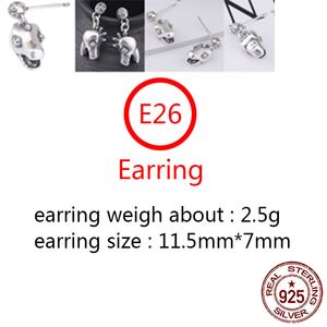 E26 S925 Pure Silver Ear Studs Personalized Fashion Leading Cross Flower Letter Punk Street Dance Style Earrings Jewelry Earrings