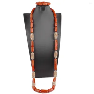 Halsband örhängen sätter mode lång mans armband korallpärlor naturliga smycken legering accessorise afrikansk bröllop brud parti