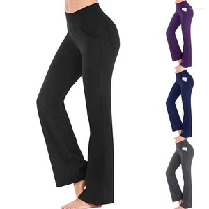 Aktive Hose Hohe Taille Flare Frauen Büro Damen Elegante Lange Hose Solide Breites Bein Bell-Bottom-Hose Fitness Yoga